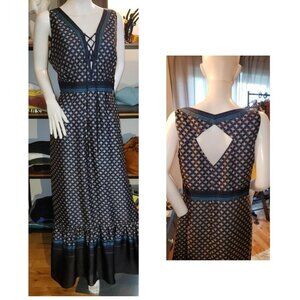 NWOT Anne Klein Navy Printed Maxi Dress size 12